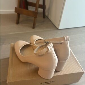 Le Chateau Women's Beige Block Heel Shoes